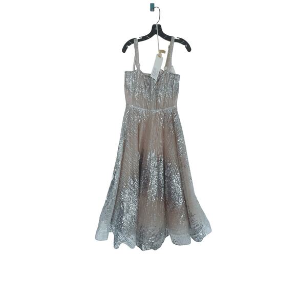 Bronx and Banco Mademoiselle Silver Midi Dress Large /AU12/US8 - Picture 5 of 10